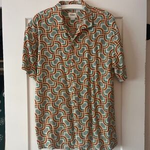 Vintage Pattern Large Pull & Bear button ss shirt